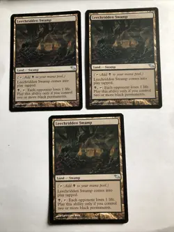 Leechridden Swamp X3 Shadowmoor Ex Condition See Pics Front Back - Image 1