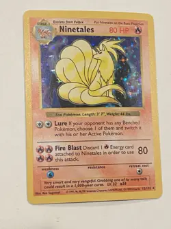 1999 - Pokemon - Shadowless Ninetales - Black Flame Error Holo Rare - 12/102 LP - Image 2