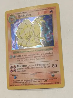 1999 - Pokemon - Shadowless Ninetales - Black Flame Error Holo Rare - 12/102 LP - Image 3