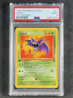 Pokemon 1999 Fossil ZUBAT 1ST Edition #57 PSA 9 Mint WOTC VINTAGE *READ DESCRIP* - Image 1
