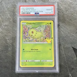 2021 Pokemon Chikorita Holo Mcdonald's Collection PSA 10 Gem Mint #2/25 English - Image 1