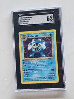 1999 Pokemon Base Set Shadowless 1st Edition Holo Poliwrath #13 PSA 6 - Image 1