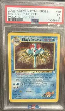 Pokemon TCG Misty's Tentacruel Gym Heroes 1st Edition PSA 5 - Image 1