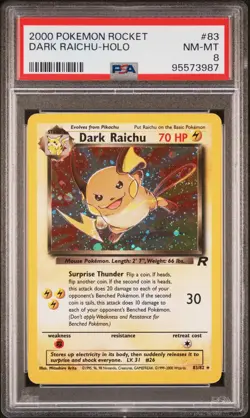 2000 POKEMON ROCKET #83 DARK RAICHU-HOLO PSA 8 - Image 1
