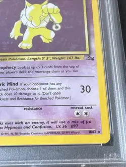 1999 Pokemon Fossil 1st Edition 8/62 Hypno Holo - PSA 6 - - Image 4