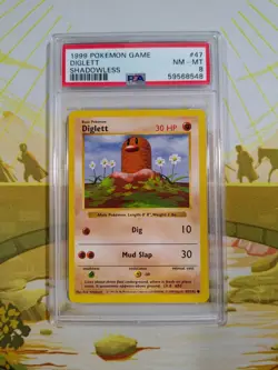 1999 Pokemon Base Set Shadowless #47 Diglett - PSA 8 NM-MINT - Image 1