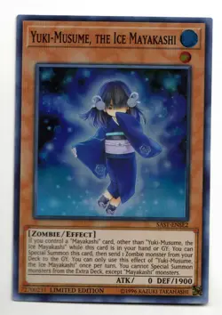 YuGiOh Card: Yuki-Musume, the Ice Mayakashi SAST-ENSE2 Super Rare Limited Ed! NM - Image 1