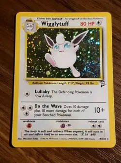 Wigglytuff Base Set 2 Pokemon Card 19/130 Holo Holographic TCG Trading Game - Image 1