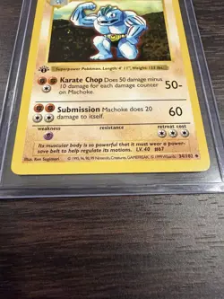 Machoke 34/102 Shadowless 1st Edition Base Set Pokemon Card Rare Vintage NM - Image 2