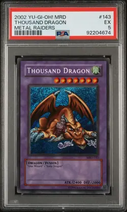 YUGIOH PSA 5 2002 Thousand Dragon MRD-143 Secret Rare Unlimited Original - Image 1