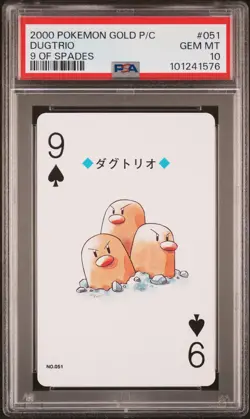 2000 POKEMON GOLD VERSION PLAYING CARDS 9 OF SPADES #051 DUGTRIO PSA 10 - Image 1