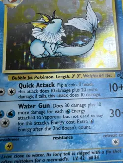 Pokemon TCG Jungle Vaporeon Holo Card 12/64 Unlimited Rare LP/NM Condition - Image 3