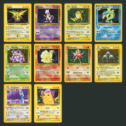 Vintage Pokemon Lot 10 Cards Base Set Holo Zapdos Mewtwo Gyarados Raichu Pikachu - Image 1