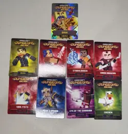 Minecraft Dungeons Arcade Game Cards Lot of 9 Cards Series 3 and 4 Heroes - Image 1