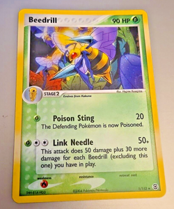 2004 Pokemon BEEDRILL Ex Fire Red & Leaf Green HOLO Foil Rare Card 1/112 - Image 1