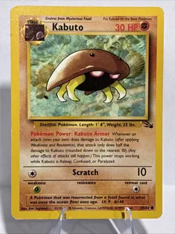 Kabuto Unlimited 50/62 Pokemon TCG 1999 Fossil WOTC Common MP- 24 Hr Shipping - Image 1