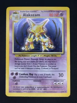 Pokemon TCG Alakazam Base Set 1/102 Holo Unlimited Holo Rare - MP - Image 1