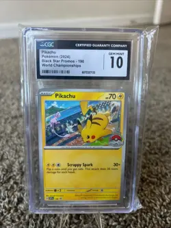 Pikachu Pokemon (2024) Black Star Promos - 190World Championships CGC10 - Image 1