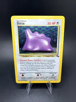 Pokemon TCG Ditto Fossil 3/62 Holo Unlimited Rare Card Damaged - Image 1