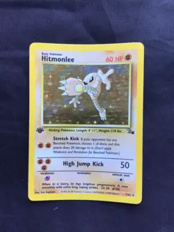 Pokemon Cards: 1st Edition Fossil Rare Holo: Hitmonlee 7/62 - Image 1