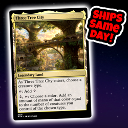 Three Tree City - Custom Art Magic: The Gathering Playtest Card - Commander EDH - Image 1
