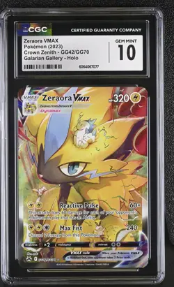 CGC 10 Zeraora VMAX GG42/GG70 Galarian Gallery Crown Zenith Pokemon Card - Image 1