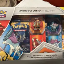Pokemon TCG Legends of Johto Pin Collection Box Factory Sealed 9 Packs, 3 Pins - Image 3