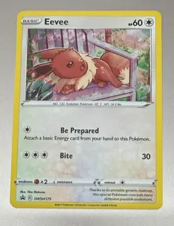 POKEMON TCG EEVEE SWSH175 BLACK STAR PROMO RARE HOLO PACKET TO SLEEVE MINT - Image 1