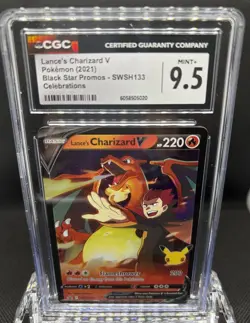 POKEMON CELEBRATIONS CGC 9.5 MINT+ LANCE'S CHARIZARD V #133 BLACK STAR PROMO - Image 2