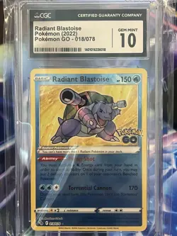 Pokemon TCG Radiant Blastoise Pokemon GO 018/078 Holo Rare CGC 10 GEM MINT #018 - Image 1