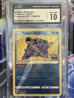 Pokemon TCG Radiant Blastoise Pokemon GO 018/078 Holo Rare CGC 10 GEM MINT #018 - Image 3