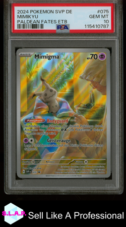 MIMIKYU PALDEAN FATES ETB POKEMON GER SVP DE-SV BLACK STAR PROMO 2024 075 PSA 10 - Image 1