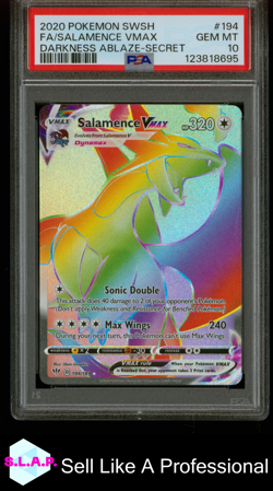 FA/SALAMENCE VMAX DARKNESS ABLAZE-SECRET POKEMON SWSH 2020 194 PSA 10 - Image 1