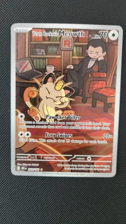 Pokemon TCG Team Rockets Meowth 203/182 Illustration Rare Destined Rivals NM - Image 1