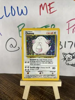 Pokemon TCG 1999 WOTC Base Set Chansey Holo 3/102 Light Played Condition - Image 1