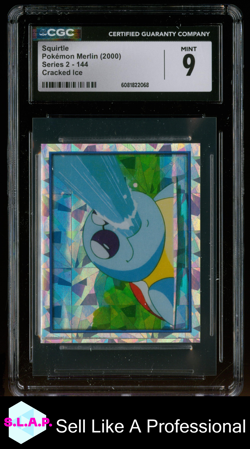 SQUIRTLE POKEMON MERLIN 144 2000 SERIES 2 CRACKED ICE CGC 9 - Image 1