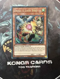 RA02-EN006 "Droll & Lock Bird" Alt Art Secret Rare YuGiOh! NEW - Image 1