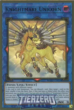 Yugioh Knightmare Unicorn MGED-EN034 Premium Gold Rare 1st Edition Near Mint - Image 1