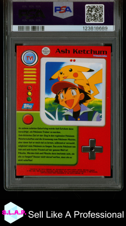 ASH KETCHUM S.1 CHARACTER CARDS-GER. TOPPS POKEMON 1999 TV1 PSA 9 - Image 2