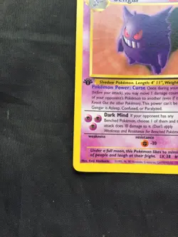 Pokemon Cards: Fossil 1st Edition Rare: Gengar 22/62 - Image 5