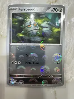 Pokemon TCG Ferroseed 068/086 White Flare Poke Ball Reverse Holo Card - NM - Image 1