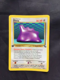 Pokemon Cards: Fossil 1st Edition Rare: Ditto 18/62 - Image 1