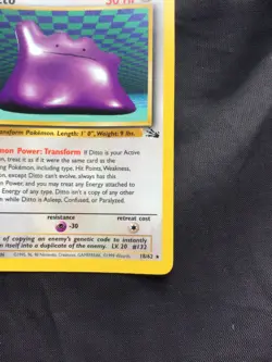 Pokemon Cards: Fossil 1st Edition Rare: Ditto 18/62 - Image 4