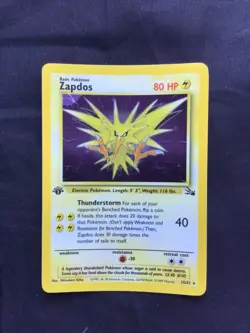 Pokemon Cards: 1st Edition Fossil Rare Holo: Zapdos 15/62 - Image 1