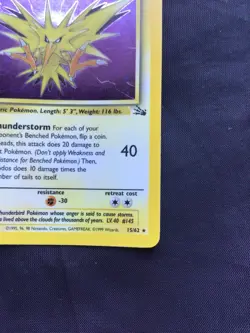 Pokemon Cards: 1st Edition Fossil Rare Holo: Zapdos 15/62 - Image 5