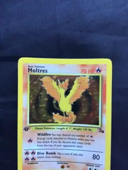 Pokemon Cards: 1st Edition Fossil Rare Holo: Moltres 12/62 - Image 2