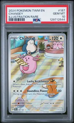Chansey #187 2024 Pokemon Twm En-Twilight Masquerade PSA 10 Illustration Rare - Image 1