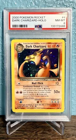 Pokemon Dark Charizard Team Rocket Unlimited Holo Rare #4 PSA 8 - Image 1