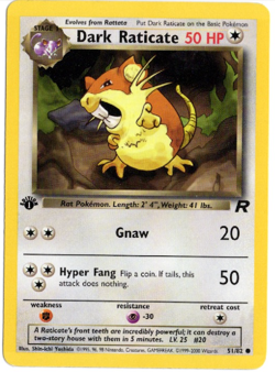 Dark Raticate 1st Edition 51/82 Team Rocket Set Pokemon Card - Image 1