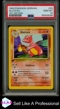 GLUTEXO 1ST EDITION POKEMON GERMAN 1999 24 PSA 10 - Image 1